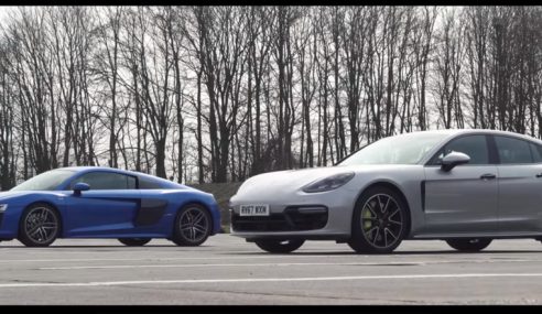 Audi R8 ปะทะ Porsche Panamera Turbo S E-Hybrid