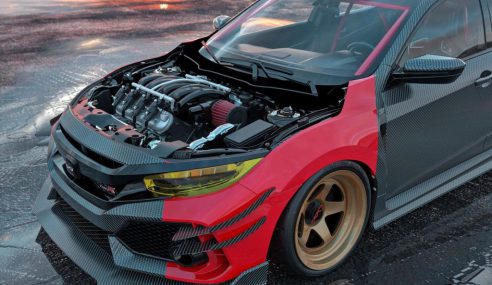 มีใครให้สุดกว่านี้มั้ยกับเจ้า Civic Type R คันนี้ ถูกยัดเครื่อง V8 จนกำลังล้นห้องเครื่อง